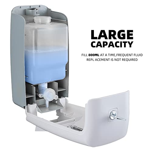 Image of Soap Dispenser Wall Mount Adhesive Commercial Soap Dispenser 800ml No Drill Hand Sanitizer Dispenser for Bathroom Support Liquid and Gel,White-PN9088
