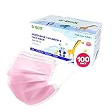 G-BOX [Public Company Kids Face Masks, Children's Face Masks Disposable, 3-Layer, Cute Cartoon Patterns(100-pcs) (Plain Pink)