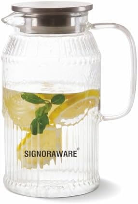 SIGNORA WARE 1.6 litres Magico Borosilicate Glass Jug with Steel Lid ...
