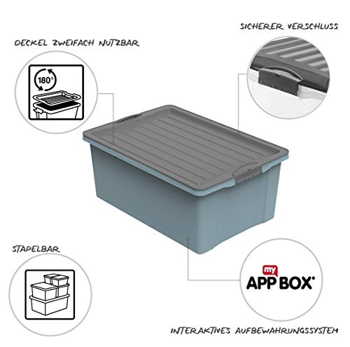Rotho Compact Aufbewahrungsbox 38l mit Deckel, Kunststoff, blau