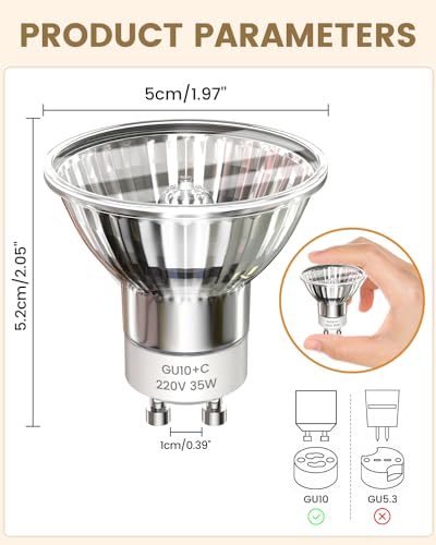 Klarlight GU10 Halogen Leuchtmittel 35W - Dimmbar Warmweiß 2800K Mit 120° Strahl (2 Stück)