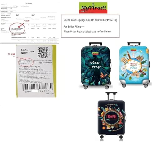 Image of Trolley Printed Cover Luggage Bag Polyester | Trolley Bags | Suitcase | Travel | Protector | Printed | Washable| Anti-Scratch Blue (Blue, 76 CM)