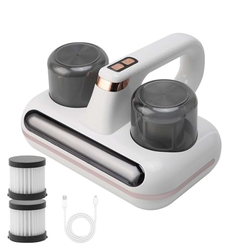 Gevvnss Mattress Vacuum Cleaner,Mite Removal Handheld Bed Vacuum with 2 Filters,10KPa,8000RPM,UV-C Light Sterilization & Multiple Filtration for Bed,Carpet & Sofa,100W,Grey