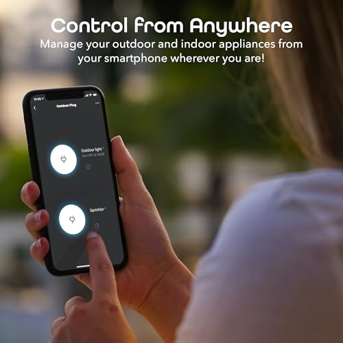 Geeni Outdoor Duo Wi-Fi Smart Plug, Weatherproof, No Hub Required, Wireless Remote Control and Timer -Smart Plug Compatible with Alexa, The Google Assistant (2 Outlets)