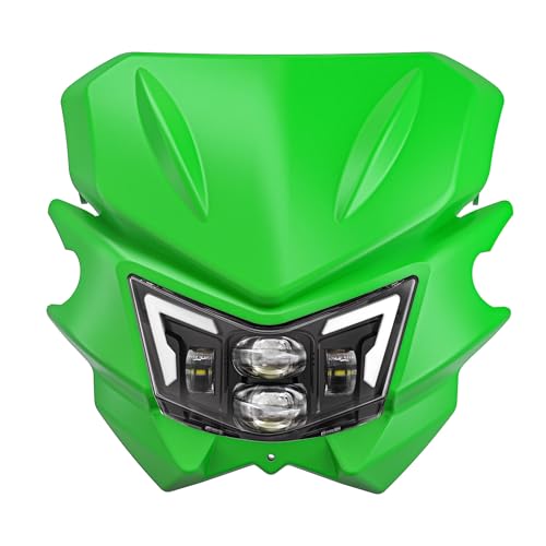 Phare de Moto LED Puissant KLX150 Masque Vert avec DRL