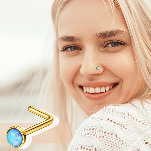 Sasylvia 18 Pcs Dangling Nose Rings Hoops l Shap Dangle Nose Stud 20g Stainless Steel Indian Piercing Jewelry for Women4