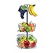 BuyBuyQUEEN 2 Stöckig Obstkorb mit Bananenhalter, Obstschale Gemüsekorb aus Metall, Stehend Täglicher Küche Lagerung Obst Etagere Früchtekorb