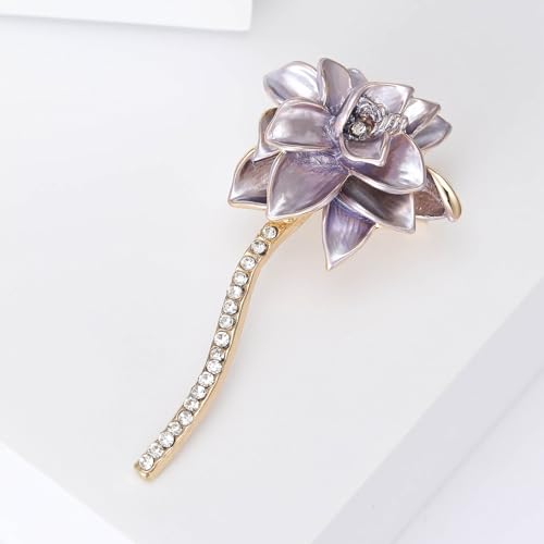 Image of Rhinestone Flower Brooches for Women Enamel Floral Brooch Lapel Pins for Mom Wife Elegant Dress Accessories Mother's Day Jewelry Gifts