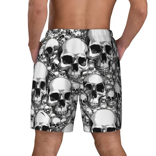 Black White Skulls Pattern Print Men Stylish Functionality Swim Trunks Breathable Beach Shorts Surfing Gym Fishing4