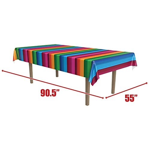 Image of Beistle Fiesta Tablecover, 55 inch x 90.5 inch, Polyester, Rectangular, Fiesta Rectangular Tablecloth