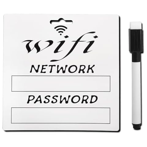 WiFi Password Sign Fridge Magnet, WiFi Sign with Black Wet Erase Pen and Hanging Holes, Magnetic WiFi Password Sign for Home, WiFi Password Sign for Home Business (5.9x5.9 inches) Cover