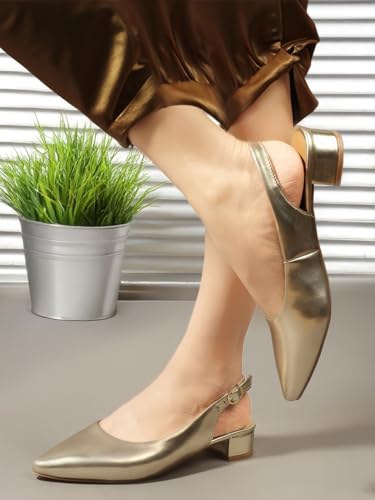 Image of Carlton London Women's Textured Pointed Toe Block Heel Pumps