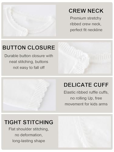 Image of Miipat Toddler Girls Cardigan Long Sleeve Bolero Shrug Kids Knit Sweater Cover Up Button Closure Cropped Tops