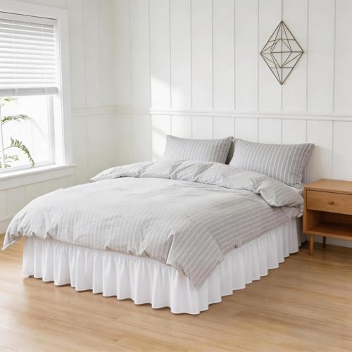 Faldón de cama elástico blanco cálido ajustable con caída de 38cm 7