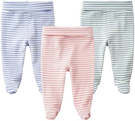 Teach Leanbh Infant Baby Cotton High Waist Footed Pants Casual Leggings 0-12 Months (0-3 Months, C)