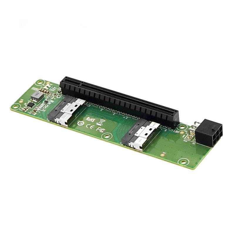 Dual-Port Slimsas(SFF-8654 8I) to PCIe x16 Converter