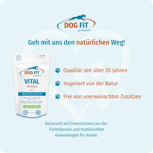 DOG FIT by PreThis® VITAL immun für Hunde I Mit Colostrum, Agaricus Blazei Murrill, Hagebuttenextrakt, Shilajit, Propolis I Ohne künstliche Zusätze I Large 25-50 kg