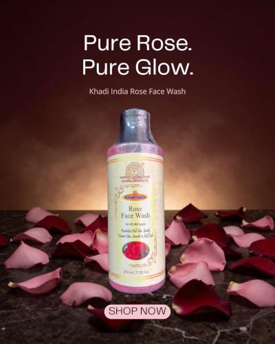 Image of Khadi India Rose Face Wash, for All Skin Types, with Rose Water and Sandalwood Extract, 210 ml