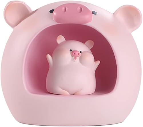 Linda luz nocturna de cerdo, lámpara de cerdo Kawaii para decoración de dormitorio, luz nocturna clásica creativa de cerdito de resina, adornos de