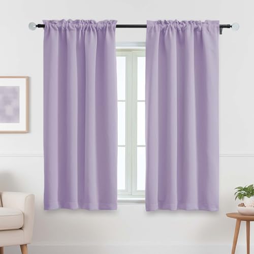 Image of Lavender Blackout Curtains for Bedroom 63 Inch Length 2 Panels, Protect Privacy Thermal Insulated Solid Curtains for Bedroom Nursery, Dual Rod Pocket Blackout Drapes, 2x40Wx63L Inches
