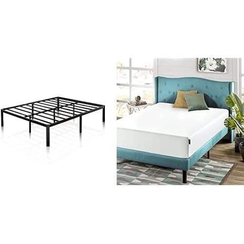 ZINUS Van Metal Platform Bed Frame & 10 Inch Green Tea Memory Foam Mattress Set, Pressure-Relieving Support, King
