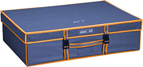 M-Home | Malle de Rangement + 1 Housse Vide d'Air | Polyester | Bleu / Orange | 70 x 47 x 19 cm / 180 L | AIR OFF COLLECTION / MALLE| EVE852