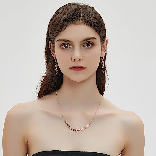 G&Gemsjew Gold Colorful Gemstone Necklace Women Multi Stone Crystal Multicolor Cz Rainbow Chain Choker For Women 14K Gold Plated 5A Cubic Zirconia Dainty Slender Strand Necklace Multicolored Gems Jewelry Gifts #TOP1