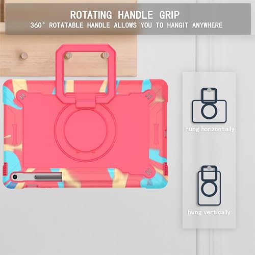 Image of Case for Samsung Galaxy Tab S10 FE+ /S10 FE Plus 13.1 Inch 2025 Released - Heavy Duty Impact Resistant Case Cover with Rotating Ring Stand (Candy /Pink)
