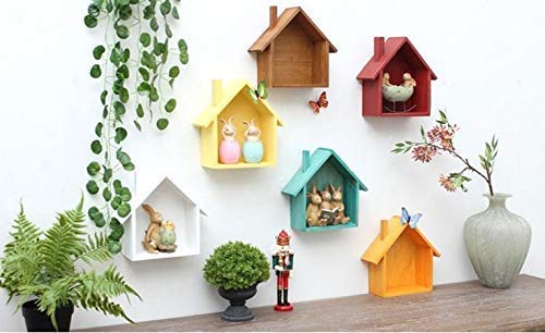 Room Decor Antique Floating Wall Hanging Shelf/Wooden Wall Shelves/Rack and Shelf/Display Shelf Hut Shape Stand for Home/Kitchen/Office/Bedroom/Livingroom/Balcony Decor Set of 6 (Multicolor 2) (B096Y6W7JX) Amazon Price History, Amazon Price Tracker