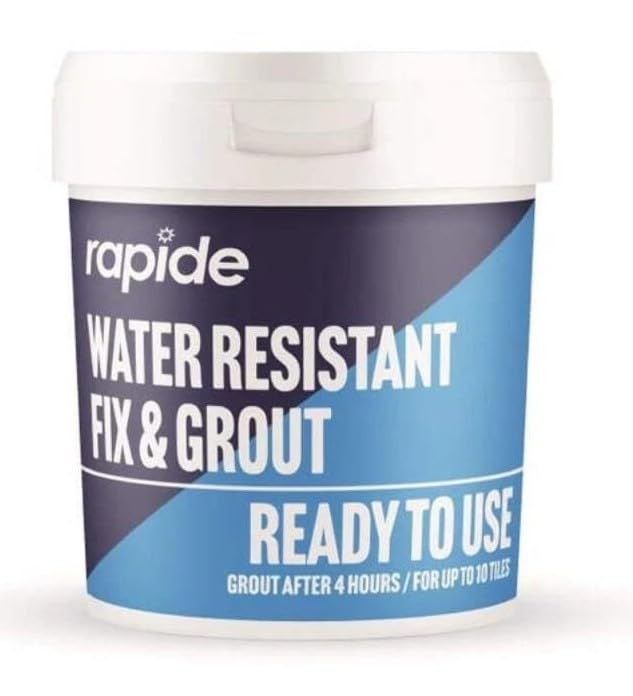 Water Resistant Fix & Grout – 470g Ready-to-Use Tile Adhesive & Grout – White Finish – Ideal for Small Wall Tiling, Repairs, Splashbacks & Loose Tiles