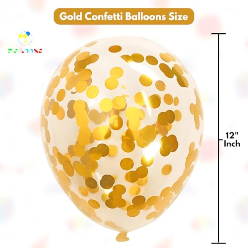 Image of Flyloons Red Happy Anniversary Banner with Confetti Balloons Decoration Kit for Men Women 8 Pcs Gold Colour Confetti Meatallic Balloons Reusable Happy Wedding Anniversary Banner