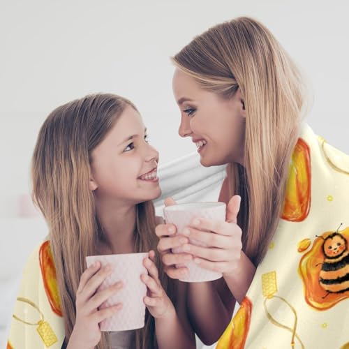 Plaid abeille en microfibre douce, cadeau idéal pour lit de bébé ou enfant