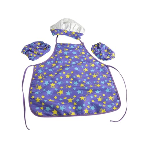 Toyvian 6pcs Boy Girl Chef Costumes Chef Hats Cooking Aprons Heart Design Protective Sleeves for Boys and Girls