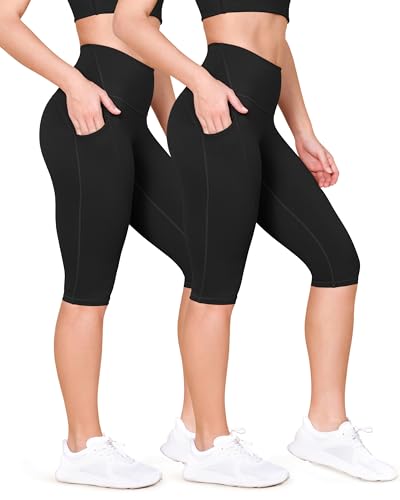 ODODOS ODLEX 2-Pack High Waist Workout Capris with Pockets for Wo...