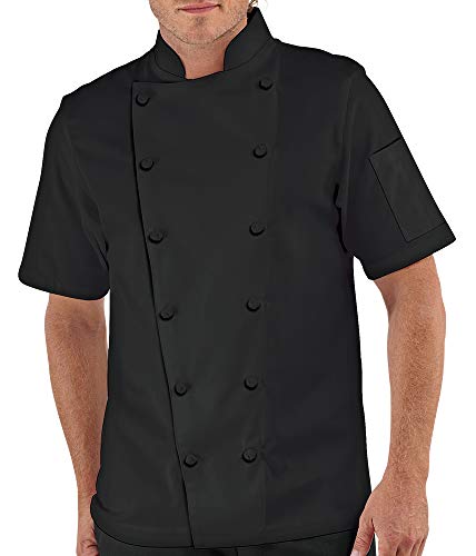 Men’s Traditional Chef Coat with Knotted Cloth Buttons (XS-3X, 3 Colors) (X-Large, Black) - Thumbnail 6