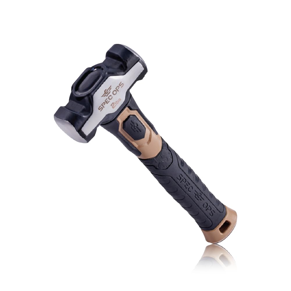 Spec Ops Tools Drilling/Crack Hammer for Striking &amp; Demolition, Bi-Material Shock-Absorbing and Vibration Dampening Handle, 2 lbs