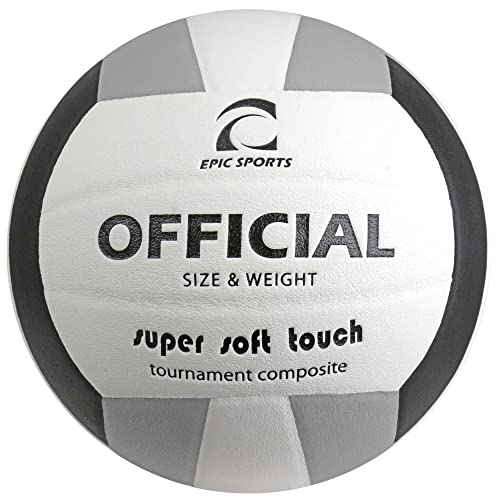 Epic Official Pro Indoor Super Soft Black/White/Grey Volleyball (4-Colors Available) Official Size
