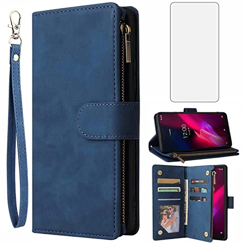 Protège-écran verre et étui rabat T-Mobile Revvl 4 bleu Revel Four TCL