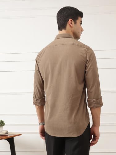 Image of Thomas Scott Men's | Solid | Full Sleeve | Slim Fit | Polyester-Blend | Button Down | Casual Shirt
