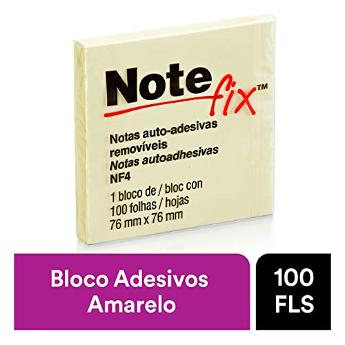 Bloco De Recado Notefix, 76x76mm, Amarelo, 100 Folhas, 3M