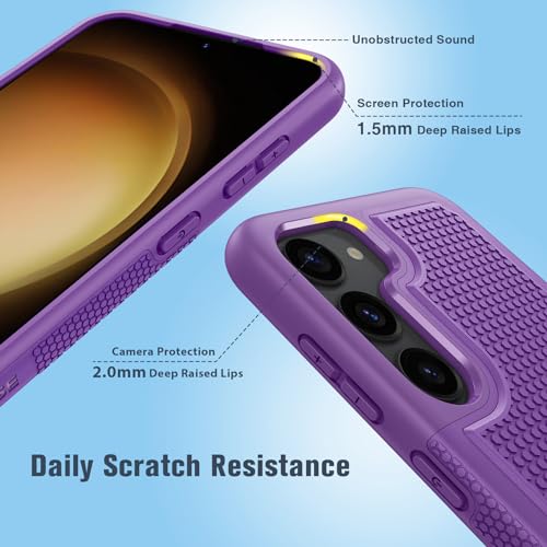 Image of FNTCASE for Samsung Galaxy S23 Case: Dual Layer Heavy Duty Cell Phone Protective Cover Shockproof Rugged with Non-Slip Textured - Military Drop Protection Bumper Tough - 2023, 6.1inch Purple