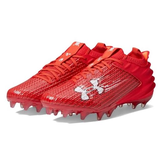 Under Armour Men's Blur Smoke 2.0 Molded Cleat Football Shoe, (600) Red/Red/White, 11.5