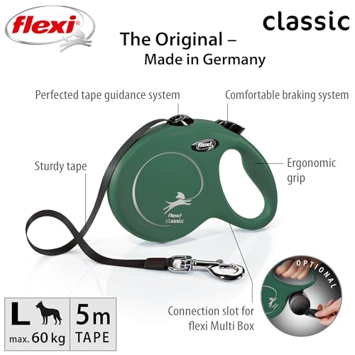 flexi® Classic L Gurt 5 m olivgrün, Roll-Leine für Hunde bis 50 kg