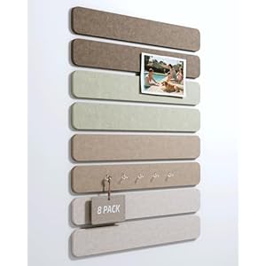 Fluxynara Cork Board Alternative Felt Strip Board 8-Pack 13″x2″, Office Pin Board with 50 Push Pins, Adhesive Install for Bedroom Door & Home Office(Linen Dusk)