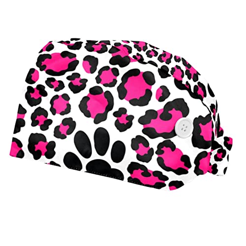 Casquette pour Hommes Femmes Léopard Rose : Chapeaux de Travail Confortables pour Cuisine et Soins