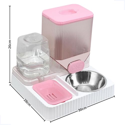 Bebedouro 1.1L com Comedouro 2.5Kg Pet Cães Cachorros Gatos alimentador Duplo 2 em 1 Automático Grav