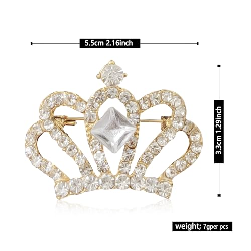 Image of YUNXI King Queen Royal Crown Brooch For Women Men Fashion Gold Silver Rhinestones Crystal Brooches Pin Wedding Party Banquet Birthday