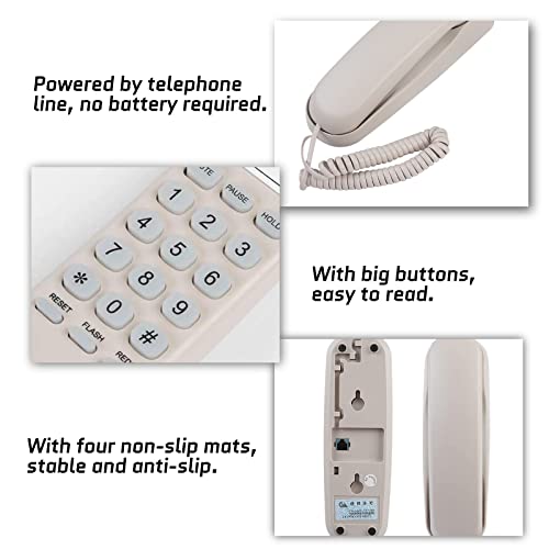 Teléfono fijo de pared y escritorio 2 en 1, con cable, blanco miniatura 5