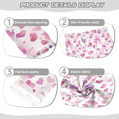 KLL Hearts Pink Purple Watercolor Toddler Girls' Active Leggings Comfortable Full Length Athleisure Pants Running3