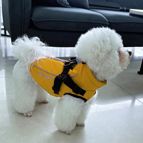 PcEoTllar Wasserdichter Hundemantel für kleine Hunde, warme reflektierende Jacke mit Geschirr für den Winter, Ski-Kostüm, Baumwolle, Hundepullover